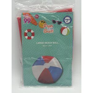 Large Beach Ball 26" Inflatable Fun In The Sun Red White Blue Summer Toy